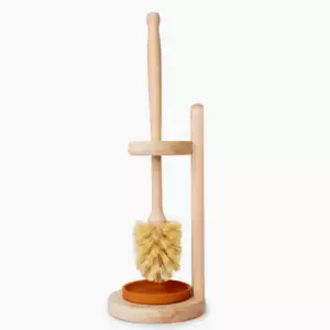 Wood toilet brush with stand